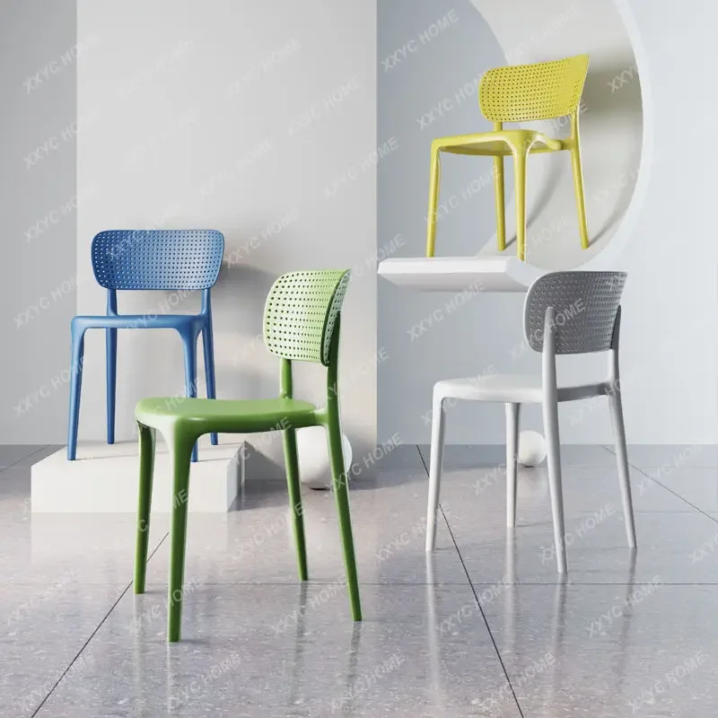Silla de comedor de plástico minimalista, moderna, nórdica, hueca, gruesa, taburete de maquillaje económico para el hogar, silla de escritorio de oficina