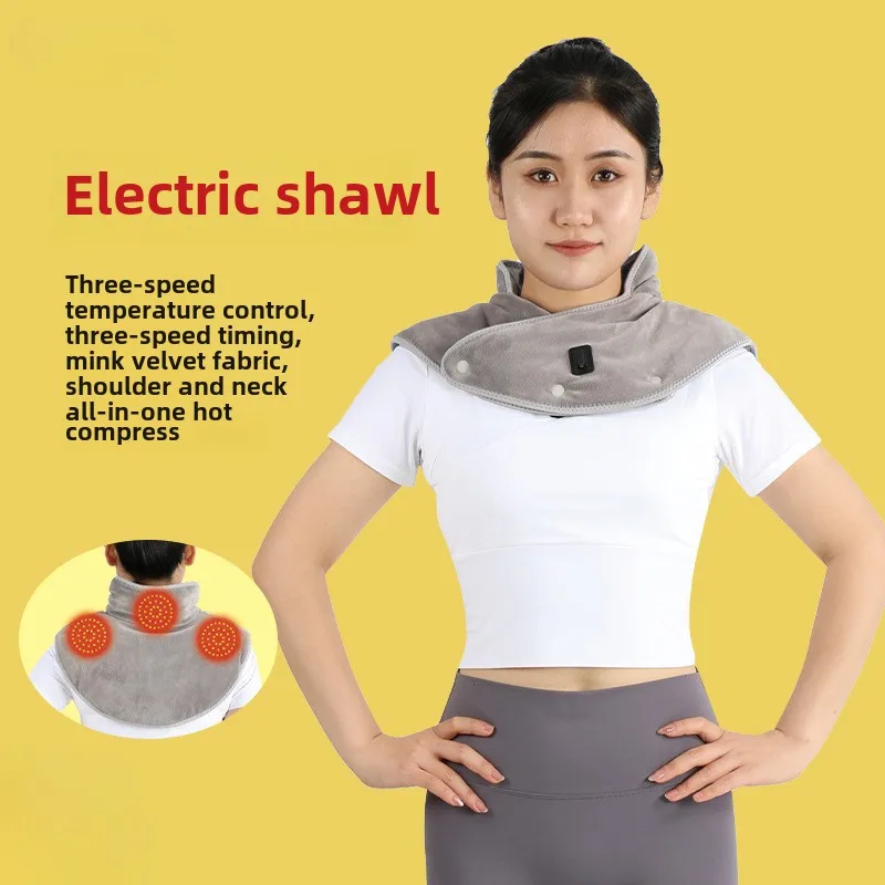 Chal calefactor eléctrico, chal calefactor, protección para hombros y cuello, calor integrado, calentadores eléctricos, bufanda de visón dorado