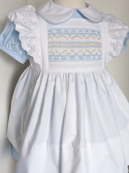 Vestido ahumado blanco para niña de 1 a 12 años, para fotografía informal de cumpleaños y vacaciones de Eid