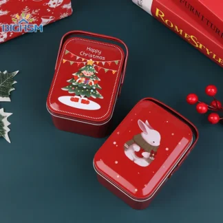 Nueva maleta navideña de hojalata, cajas de dulces con asa, latas de dulces de mano, soportes portátiles para dulces, contenedor de almacenamiento de azúcar