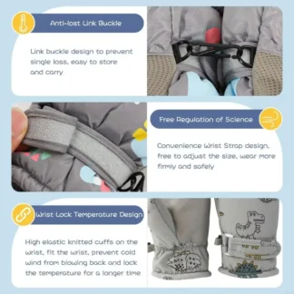 D84E Guantes esquí a prueba viento Guantes secado rápido Guantes guiones para niños con agua a prueba agua para