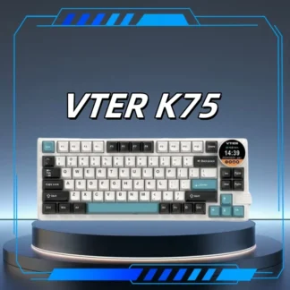 Vter K75 Teclado mecánico inalámbrico Bluetooth Tri-Mod, pantalla de perilla de 83 teclas, luces Rgb, tableta, portátil, teclado para juegos de oficina
