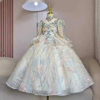 ICJAEHAO vestido de pasarela para niñas, nueva industria pesada, vestido de princesa de hilo esponjoso, disfraces de actuación individual de Piano para niñas