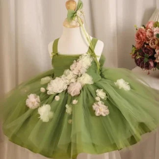 Vestido de baile de princesa Lolita para niñas, bonito diseño de flores, vestidos de fiesta de cumpleaños sin mangas, y1270