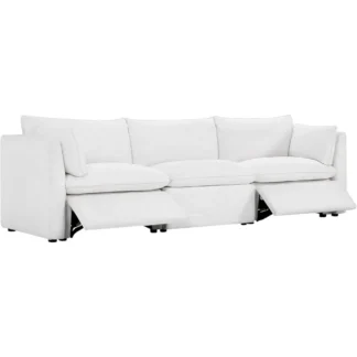 Sofá seccional eléctrico de 3 asientos, seccional reclinable de plumas cómodas, 114 pulgadas de ancho, sofá modular de 3 asientos, color crema