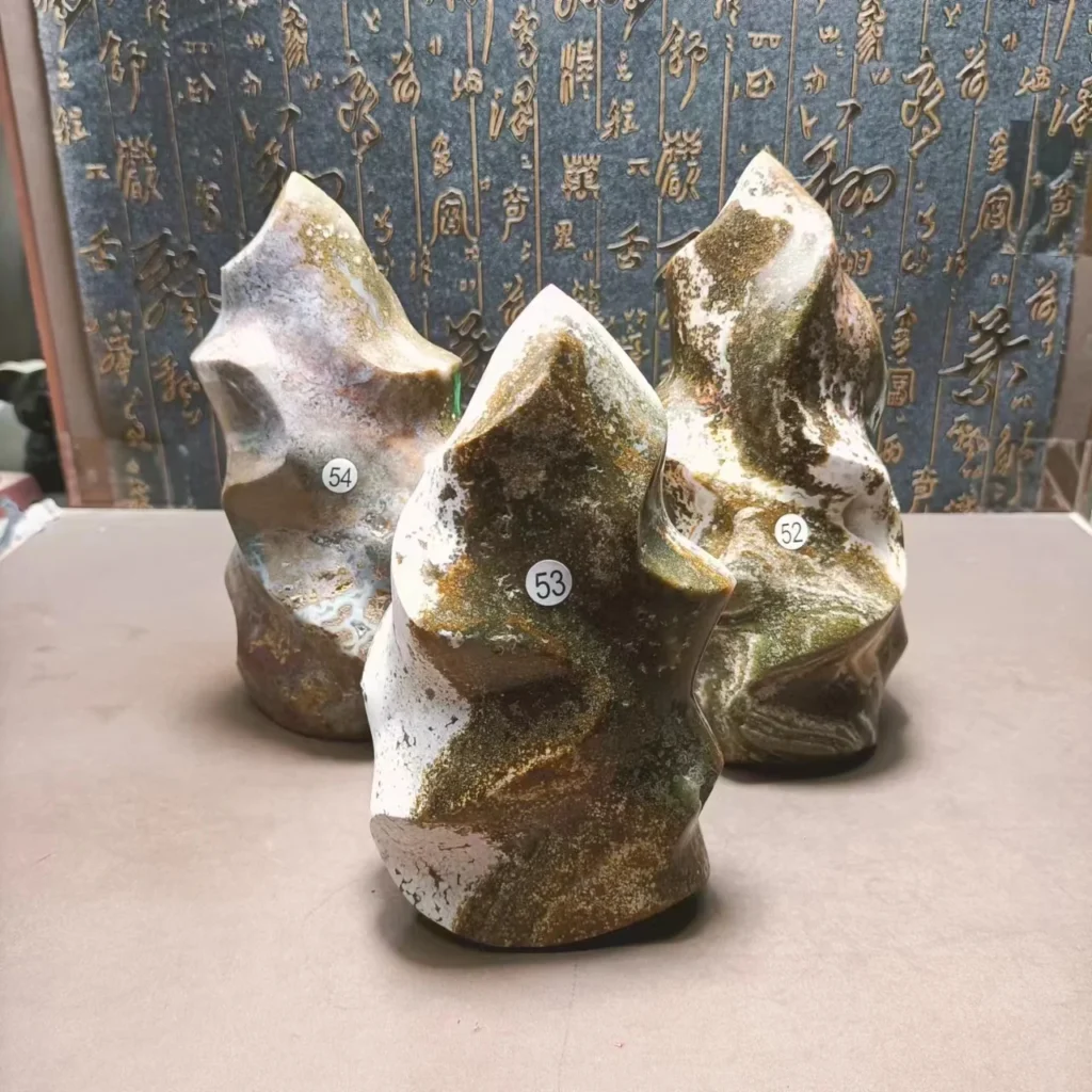 Cristal de cuarzo natural Reiki de Madagascar, hermoso escamas de jaspe oceánico, decoración del hogar, tratamiento de desmagnetización de energía, boda