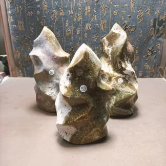 Cristal de cuarzo natural Reiki de Madagascar, hermoso escamas de jaspe oceánico, decoración del hogar, tratamiento de desmagnetización de energía, boda