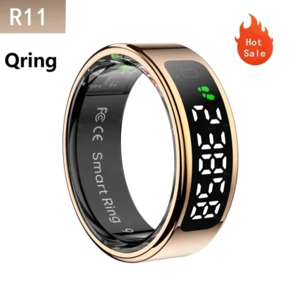 Anillo para teléfono inteligente Qring R11 con pantalla LED para hombre y mujer, anillos de acero inoxidable para prayería, nuevos productos, 2025 anillos, saturación de oxígeno resistente al agua