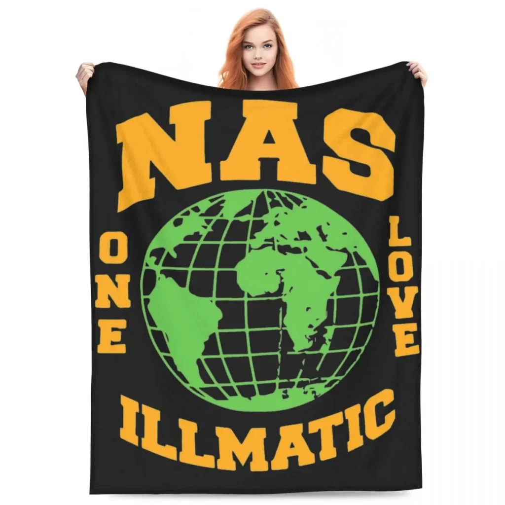 NAS ONE LOVE-Manta ILLMATIC de forro polar, decoración textil, rapero fresco de los años 90, mantas suaves para el hogar, Alfombra de coche, pieza
