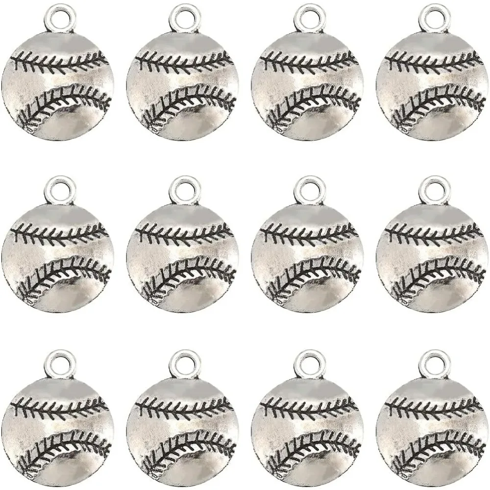 100 Uds. Dijes de voleibol de plata, dijes de pelota deportiva, estilo tibetano, plata antigua, abalorio de espíritu deportivo, kits de fabricación a granel