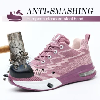 Zapatos con punta de acero antigolpes y antipinchazos para mujer, zapatos de seguridad, zapatos con altura añadida, calzado deportivo de trabajo para mujer