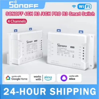 OriginalSonoff 4CH R3 PRO R3 interruptor inteligente DIY WiFI 4 canales montaje en carril Din soporte aplicación EWelink funciona con Alexa Google Home
