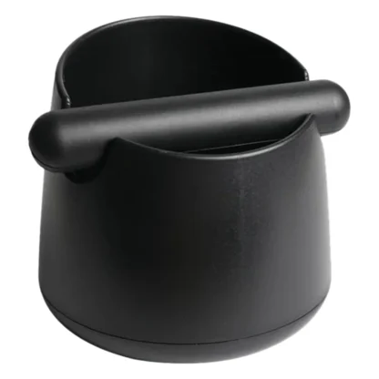 ABKR Caja de golpe de café con barra de golpe de goma, contenedor grande para posos de café expreso, contenedor antideslizante para residuos de café (negro)