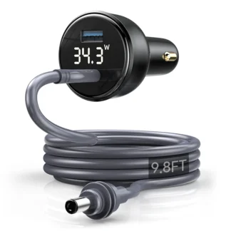 Para Starlink Mini 100W cargador de coche 2 en 1 con Cable de 3 metros tipo C a CC pantalla LED insertar el orificio del encendedor de cigarrillos