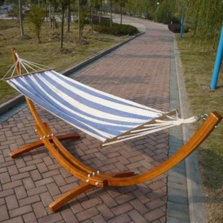 Hamaca de madera para Patio Canyon con soporte, hamaca de arco curvo de madera, soporte para silla columpio, cama doble para 2 personas, muebles de exterior, columpio hammo