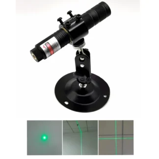 Módulo de diodo láser enfocable, luces de posicionamiento de punto/línea/Cruz con soporte localizador, 515nm, 520nm, 10mw / 30mw