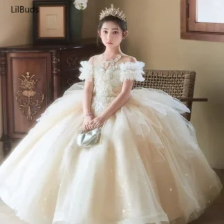 Vestidos elegantes de flores para niños, vestidos de fiesta para niñas, vestidos de primera comunión para ocasiones formales, vestidos de baile, vestidos de boda