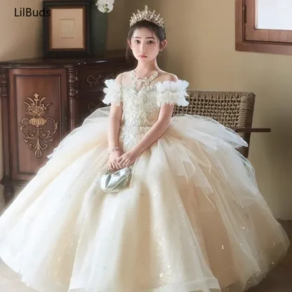 Vestidos elegantes de flores para niños, vestidos de fiesta para niñas, vestidos de primera comunión para ocasiones formales, vestidos de baile, vestidos de boda