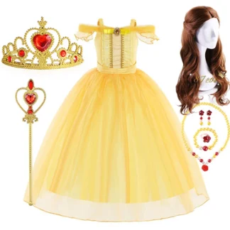 Disfraz clásico de Bella y La Bestia para niñas, disfraz de princesa Bella, ropa de cuento de hadas para niños, Vestido de fiesta y Carnaval 2024