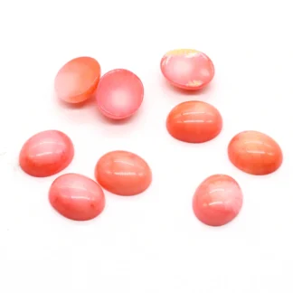 Cuentas de cabujón de Coral rosa en forma de huevo, anillo de Gema ovalada, cabujón de cabina, joyería de moda, accesorios de collar de cuentas de Coral de alta calidad