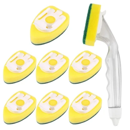 Compre ahora Esponja para lavar platos de alta resistencia, Esponja para lavar platos con asa, Fregadero de platos reutilizable y antiarañazos (9 piezas)