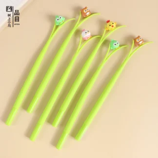 48 Uds. Bolígrafo Neutral de silicona con forma de planta Animal, papelería creativa para estudiantes, bolígrafo de agua negro pequeño y fresco