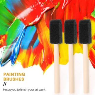 Nuevo 60 uds pincel pequeño de espuma esponja pincel de espuma juego de pintura mango de madera pinceles de pintura de 1 pulgada herramientas juego de pintura para niños