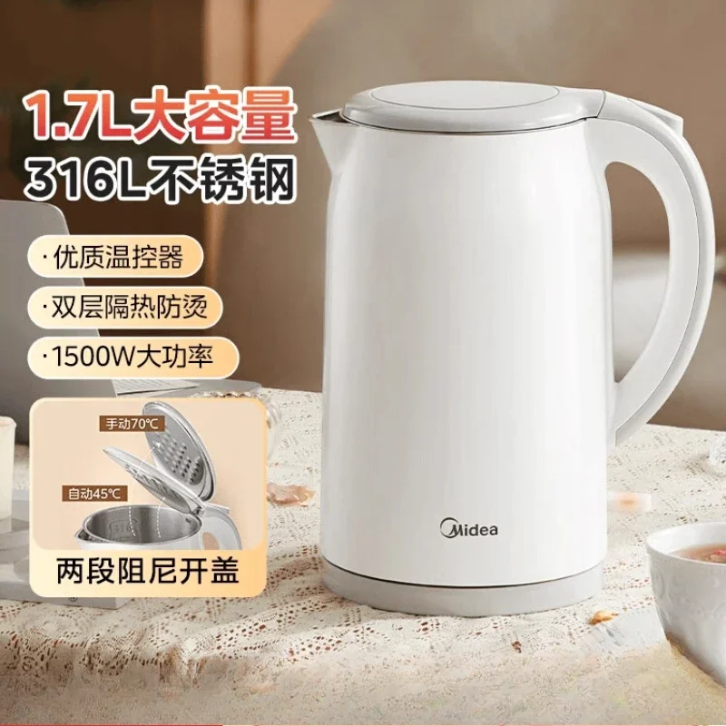Hervidor de agua eléctrico Midea de 220 V para té y café con apagado automático y protección contra ebullición en seco