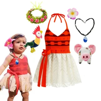 Vestido de Moana para niñas, disfraz de princesa para juegos de rol, ropa informal de verano, Mini vestido veraniego de Vaiana para niños pequeños hawaianos de 1 a 6 años