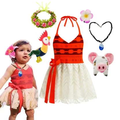 Vestido de Moana para niñas, disfraz de princesa para juegos de rol, ropa informal de verano, Mini vestido veraniego de Vaiana para niños pequeños hawaianos de 1 a 6 años