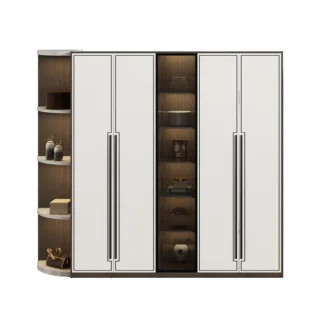 Armarios de partículas de aglomerado de MDF en forma de L para dormitorio, armario de almacenamiento, muebles de guardarropa