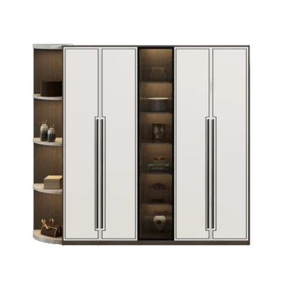 Armarios de partículas de aglomerado de MDF en forma de L para dormitorio, armario de almacenamiento, muebles de guardarropa