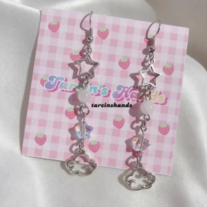 Personalizado. Juneucalyptus-Border XINGX Cloud Y2g Joyería Pendientes de piedra lunar con cuentas Pendientes Directo de fábrica S