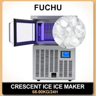 Máquina para hacer hielo comercial, 45KG-128KG/24H, de acero inoxidable, debajo del mostrador, con capacidad de almacenamiento de hielo de 25KG-40KG