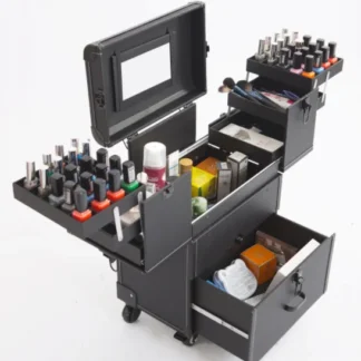Estuche enrollable de aluminio para maquillaje, Maleta de gran capacidad con ruedas desmontables, caja de almacenamiento de cosméticos para uñas