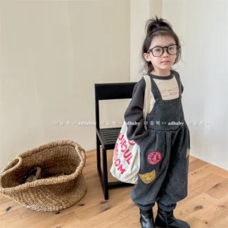 Mono vaquero sin mangas para niño y niña, ropa gruesa de una pieza para bebé, moda de invierno