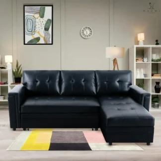 Sofá seccional con puertos USB en forma de L, cama extraíble Convertible, almacenamiento amplio, construcción robusta