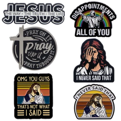 Pin esmaltado con cita divertida de Jesús, insignias para solapa en mochila, broches para ropa, broche para mujer, accesorios de joyería, regalos