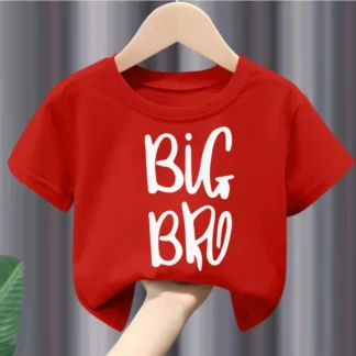 Camiseta de manga corta "Big Bro" para niños, camiseta informal de verano con cuello redondo para niños, ropa explosiva para niñas, ropa para niños