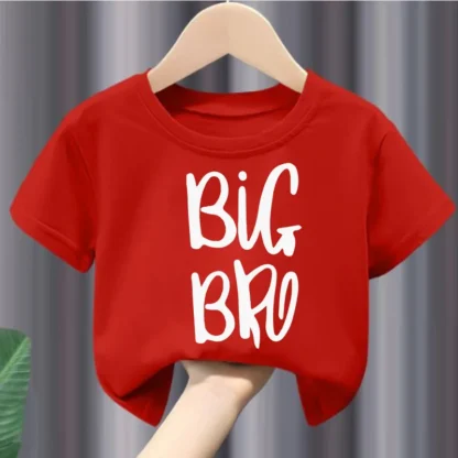 Camiseta de manga corta "Big Bro" para niños, camiseta informal de verano con cuello redondo para niños, ropa explosiva para niñas, ropa para niños
