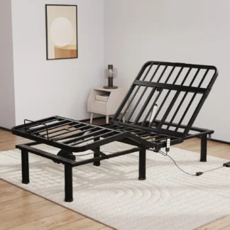Marco de cama ajustable Twin XL, control remoto con cable, inclinación independiente de cabeza y pie, base de marco de cama eléctrica, cama ajustable L