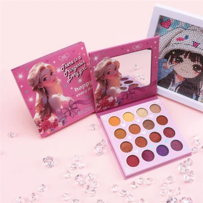 BELZGMEE-paleta de sombras de ojos, 16 colores, patrón de princesa, mate, libro, brillo, sombra de ojos, maquillaje lindo para ojos, cara, Cosplay