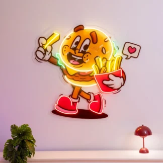 Burger-letrero de neón LED Retro, decoración artística de pared para restaurante, letrero de neón, tienda de comida rápida, decoración frontal, luz de neón de negocios