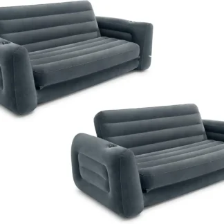 Sofá extraíble inflable 2 en 1 y colchón de aire tamaño Queen con portavasos para uso en interiores y exteriores para adultos (paquete de 2)