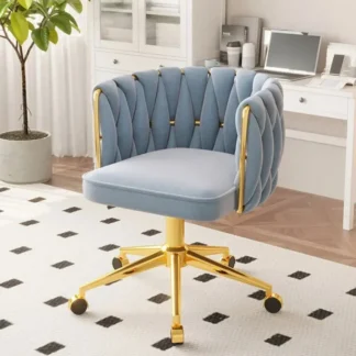 Silla de ordenador rosa de lujo para niñas, asiento de maquillaje elegante, respaldo Simple, silla de escritorio giratoria, muebles de oficina