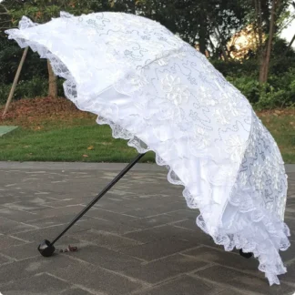 Parasol de doble capa para mujer, sombrilla de lujo con encaje de flores, resistente al viento, lluvia UV, ideal para regalo de negocios