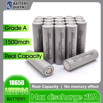 Batería recargable Lifepo4 para linterna de cabeza, 18650, 1500mAh, 3,2 V, 3000 ciclos