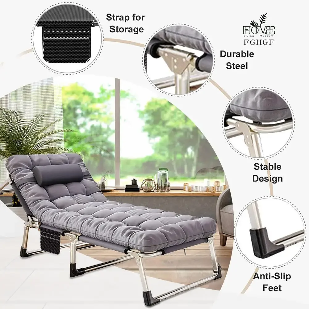Sillones plegables ajustables, cuna para dormir multiángulo, silla portátil para exteriores, playa, césped, Camping, piscina