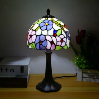 8 pulgadas americano Tiffany vitral Pastoral Morning Glory cúpula sombra E26 granja mesa luz dormitorio mesita de noche lámpara de escritorio