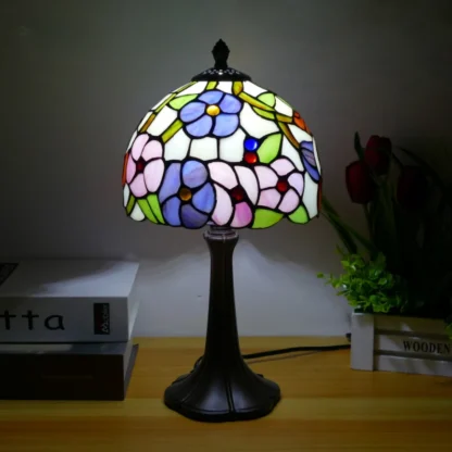 8 pulgadas americano Tiffany vitral Pastoral Morning Glory cúpula sombra E26 granja mesa luz dormitorio mesita de noche lámpara de escritorio